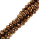 Faceted glass beads 3x2mm disc - Bronze metallic-pearl shine coating